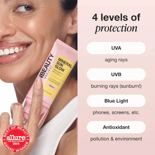 Mineral Sun Glow Broad Spectrum Sunscreen SPF 43 PA +++ with Peptides and Vitamin C - GLAM MODA