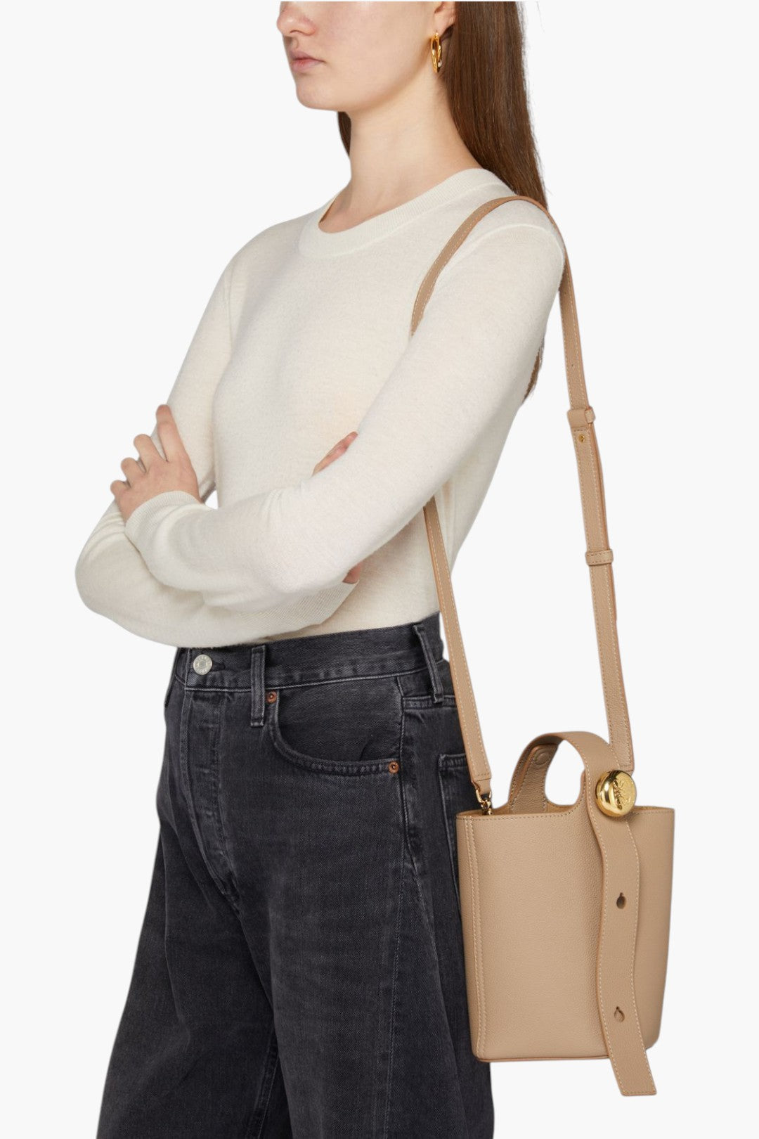 Mini Pebble Bucket Bag-Sand - GLAM MODA