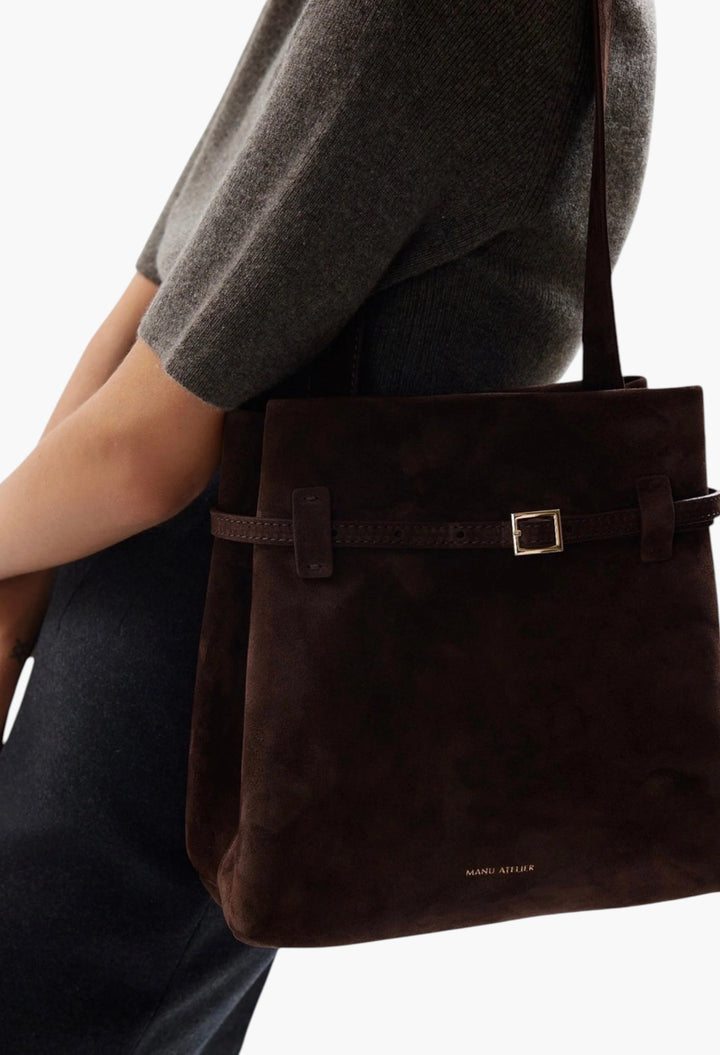 Mini Tote Du Jour Deep Brown Suede - GLAM MODA