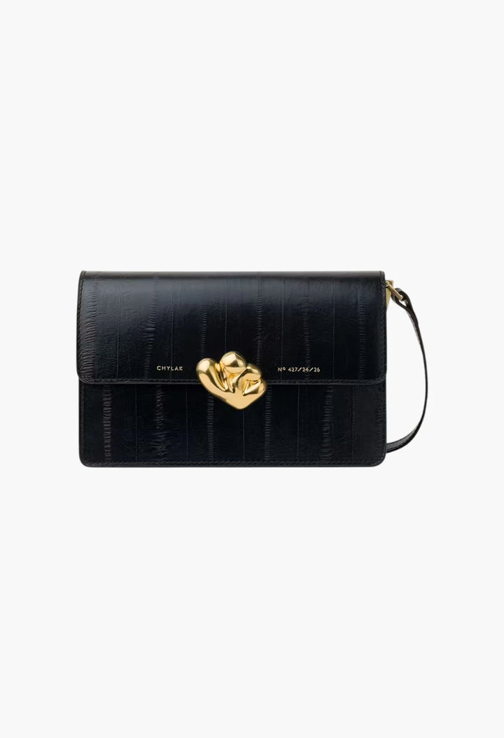 Medium Shoulder Bag with Kogut Seal black eel