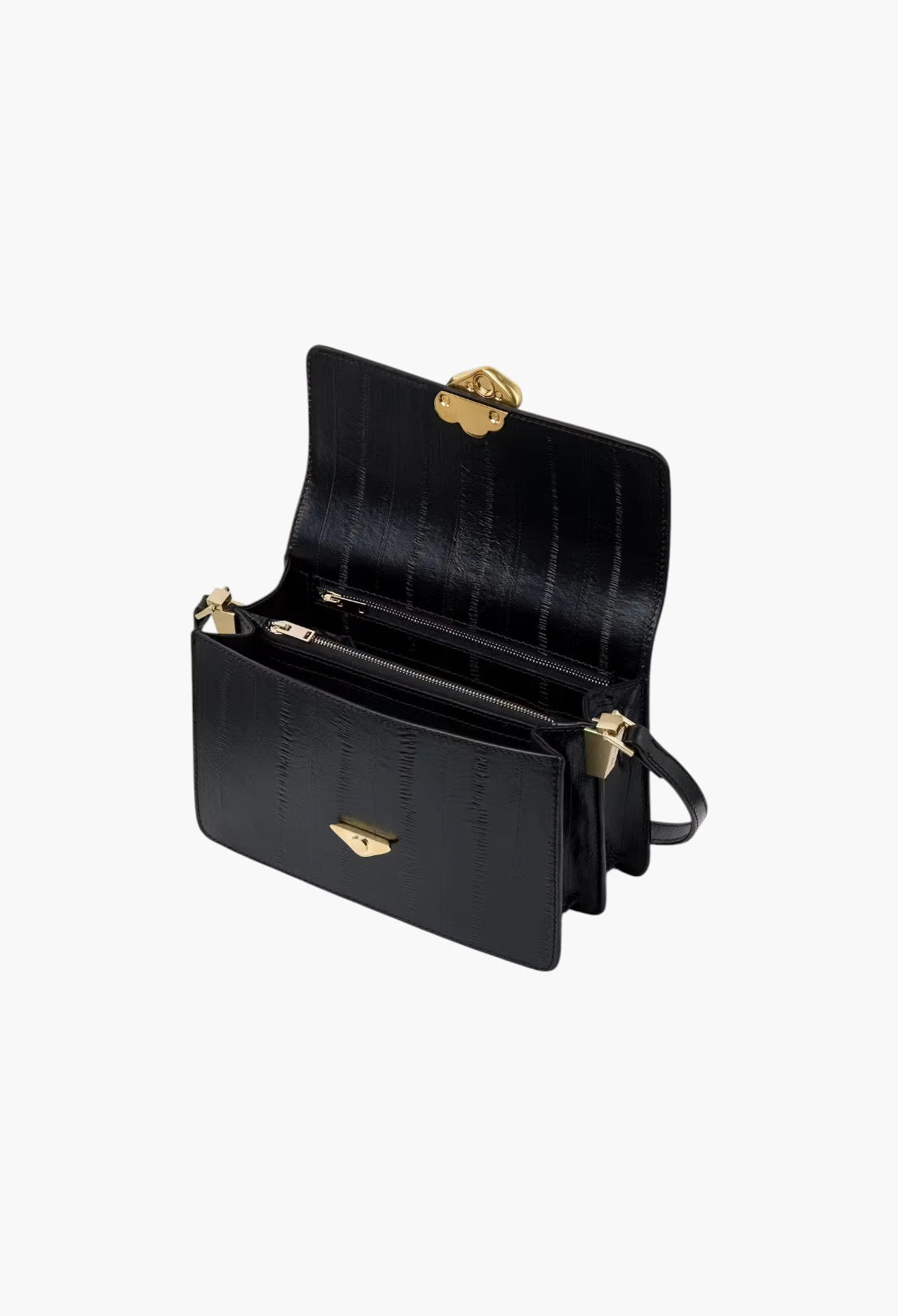 Medium Shoulder Bag with Kogut Seal black eel