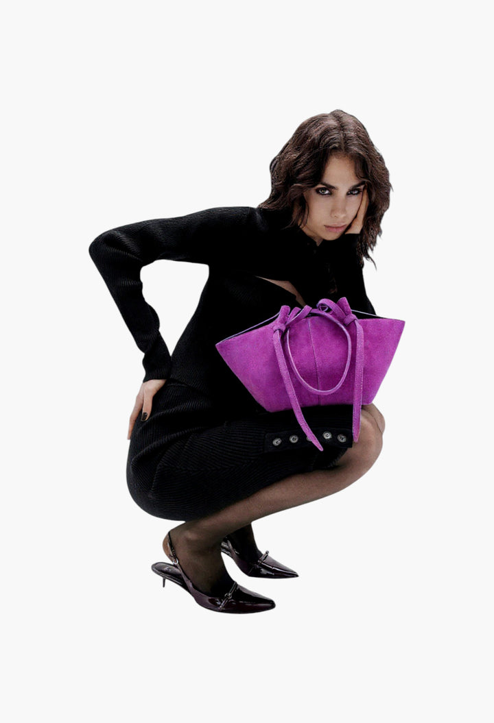 Mochi Tote Bag - Crafted From Magenta Suede - GLAM MODA