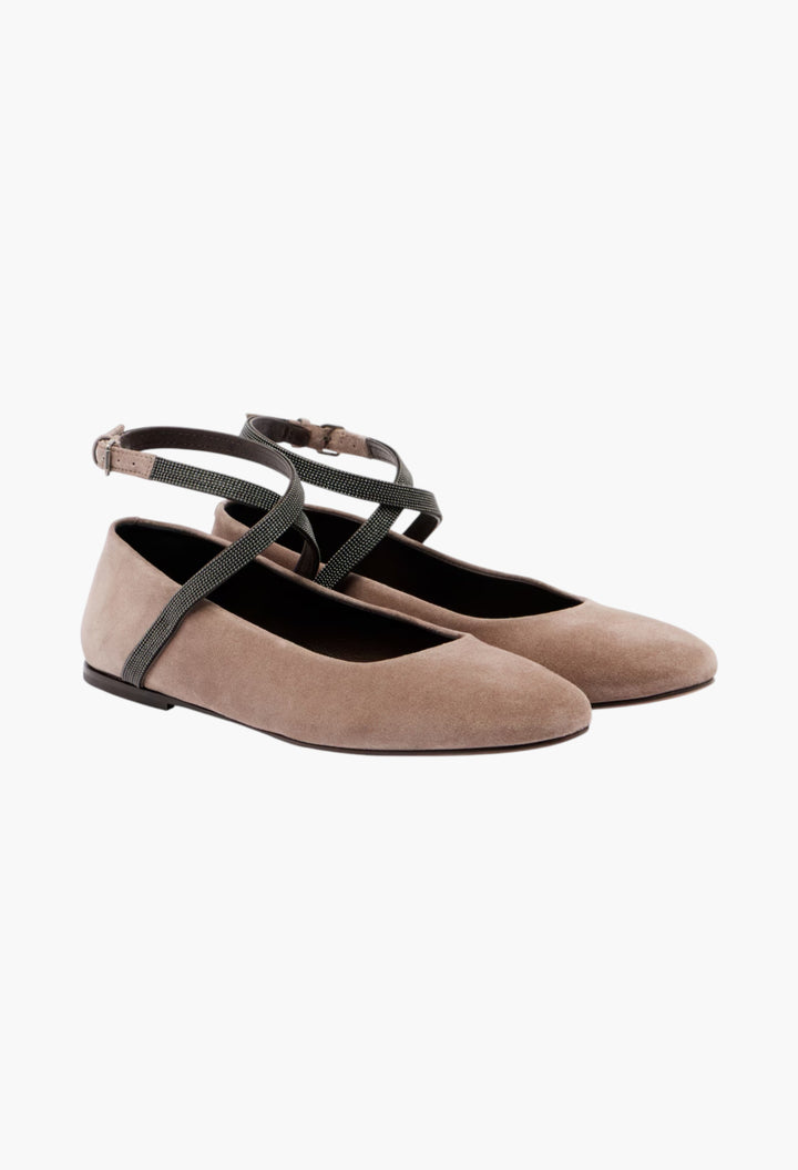 Monili Suede Ballerina Flats - GLAM MODA