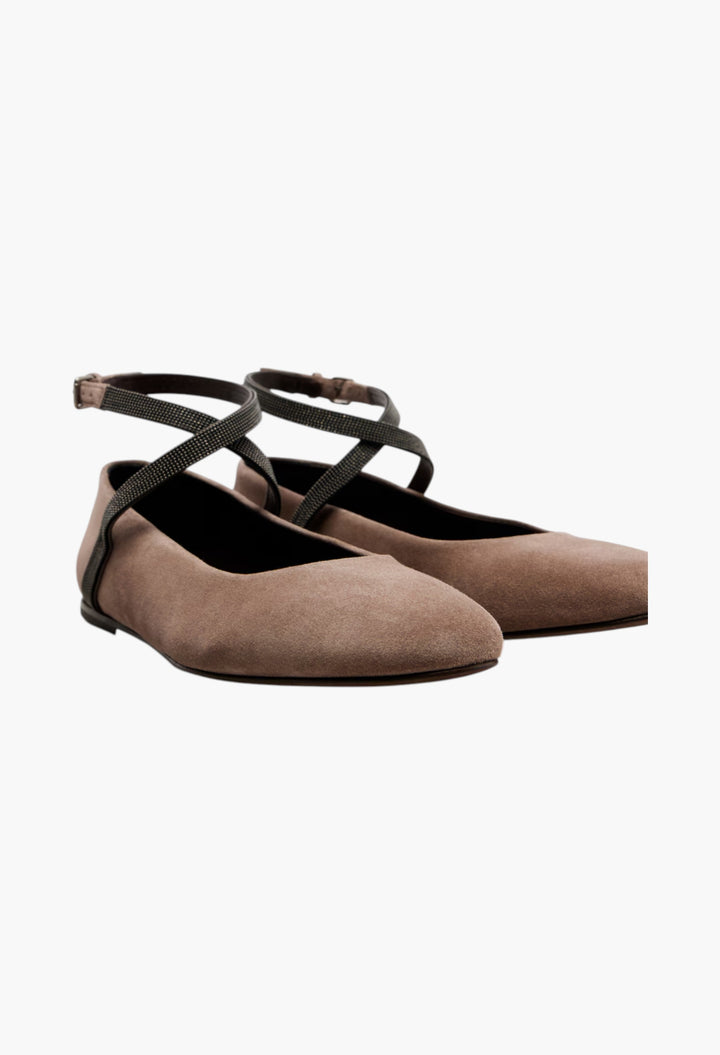 Monili Suede Ballerina Flats - GLAM MODA