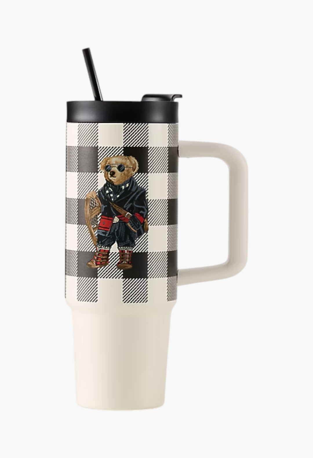 Multi - Holiday Polo Bear Water Bottle And Straw - GLAM MODA