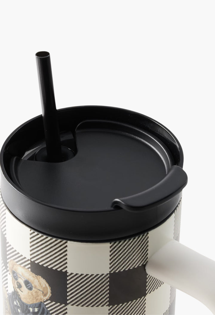 Multi - Holiday Polo Bear Water Bottle And Straw - GLAM MODA