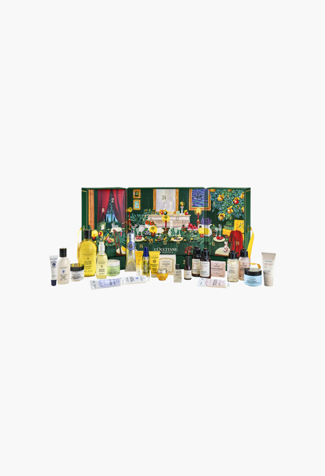 GLAM MODA Prestige Advent Calendar featuring 24 luxury skincare, body, hair care, and fragrance products in a gift box.