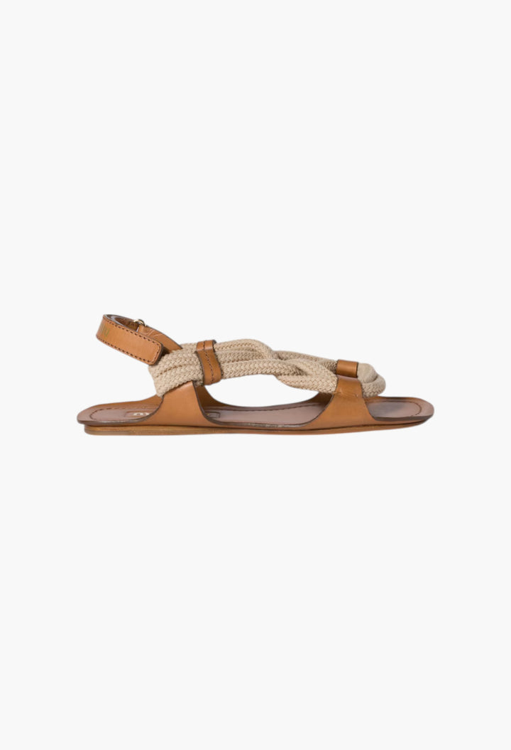 Natural - Flat Cord Sandals - GLAM MODA