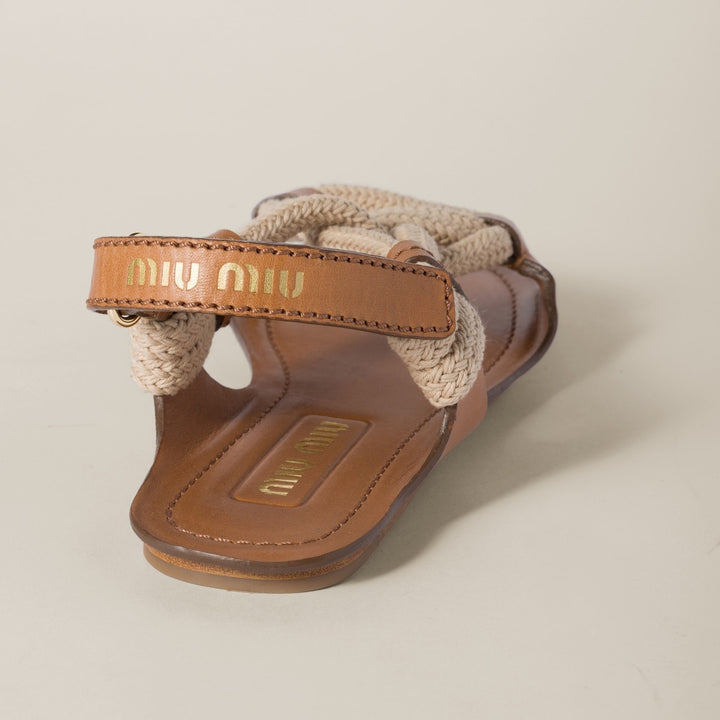 Natural - Flat Cord Sandals - GLAM MODA