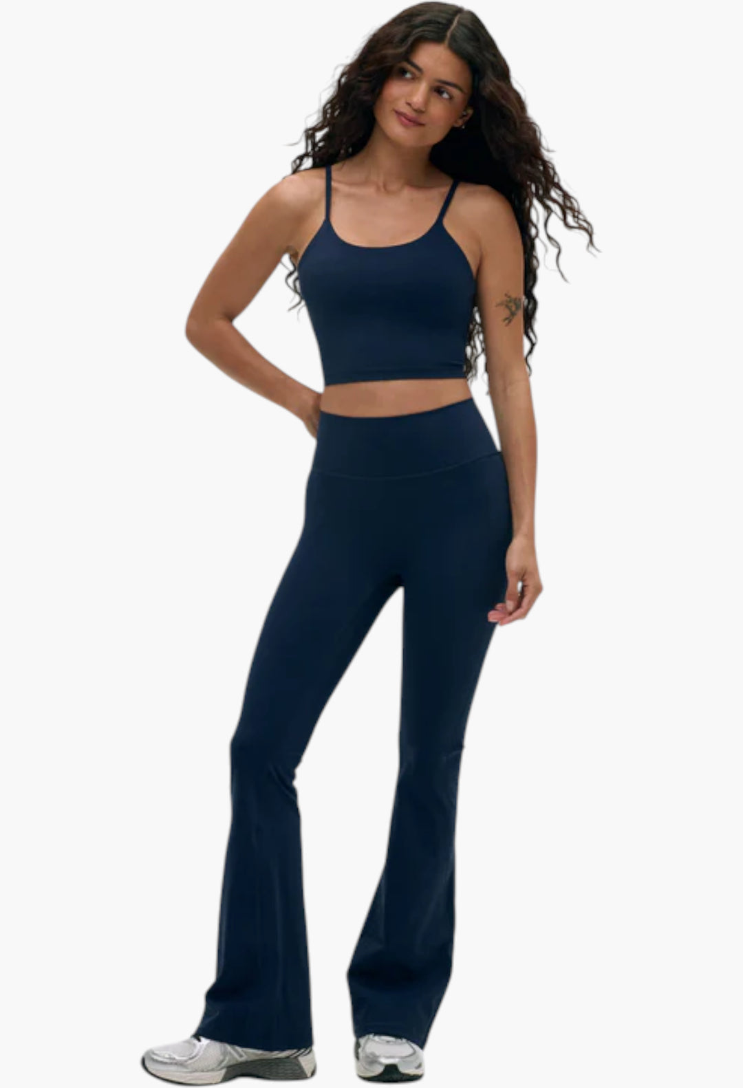 Navy Blue - Flared Yoga Pant - GLAM MODA