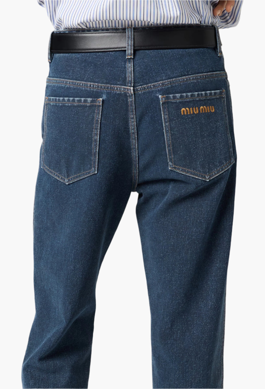 Navy - Flocked Denim Jeans - GLAM MODA