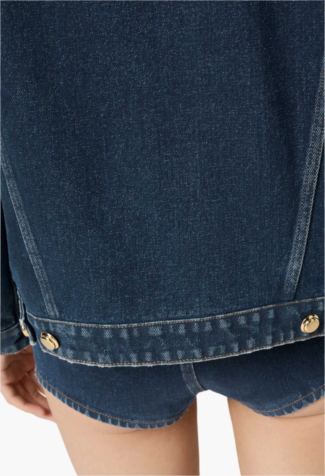 Navy - Flocked denim and velvet blouson jacket - GLAM MODA