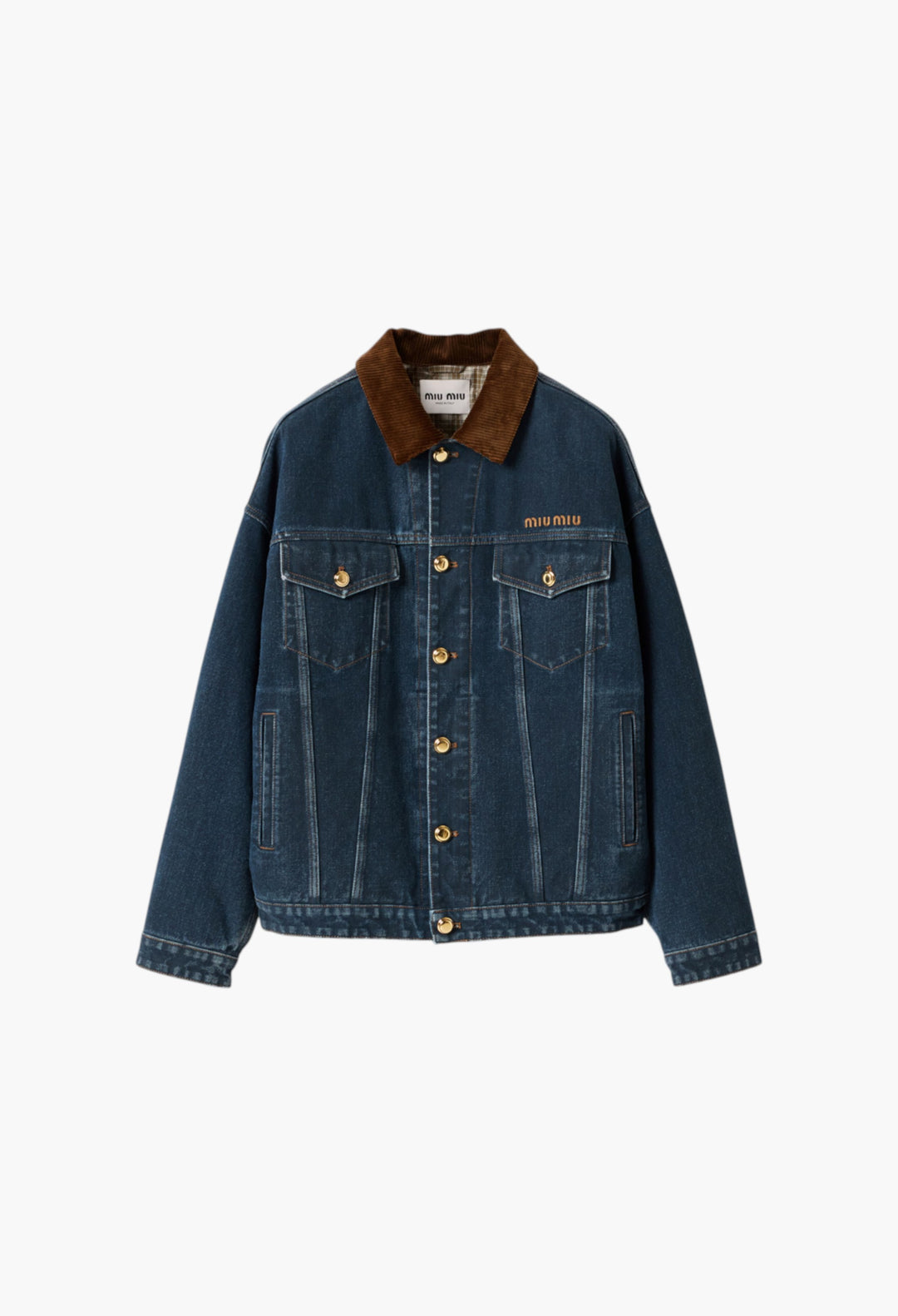 Navy - Flocked denim and velvet blouson jacket - GLAM MODA