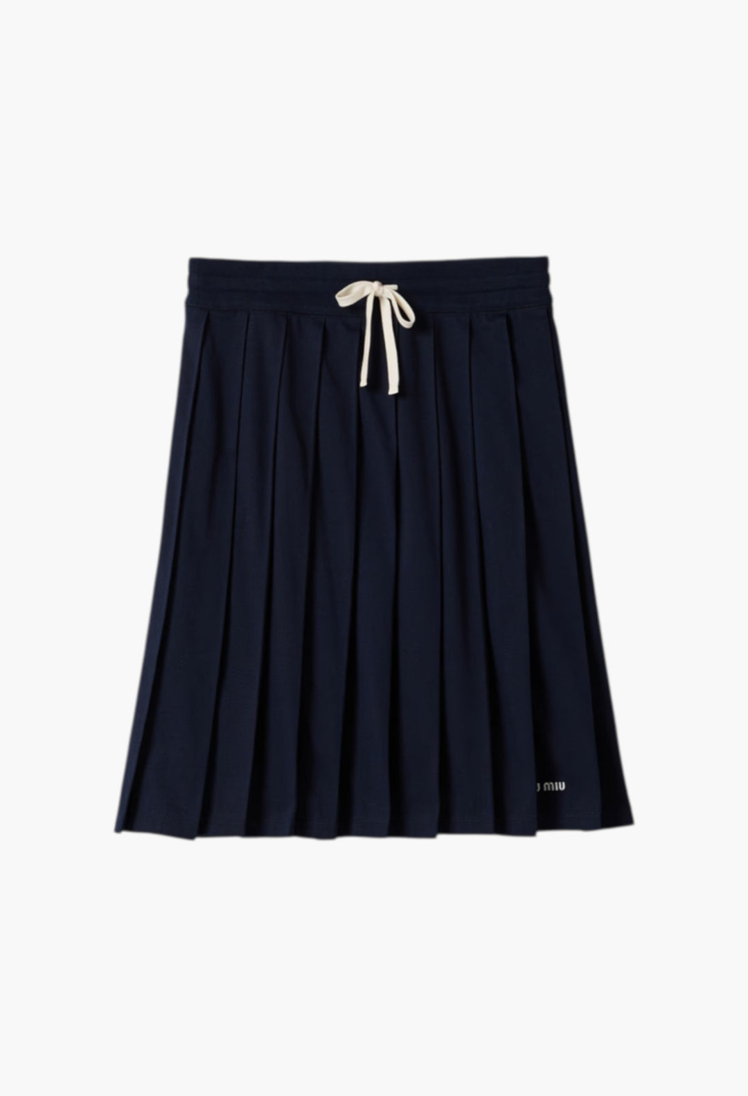 Navy - Pleated Garment-Dyed Jersey Skirt - GLAM MODA