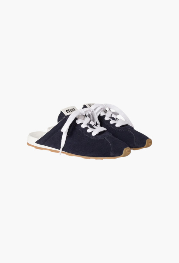 Navy - Plume Suede Mules