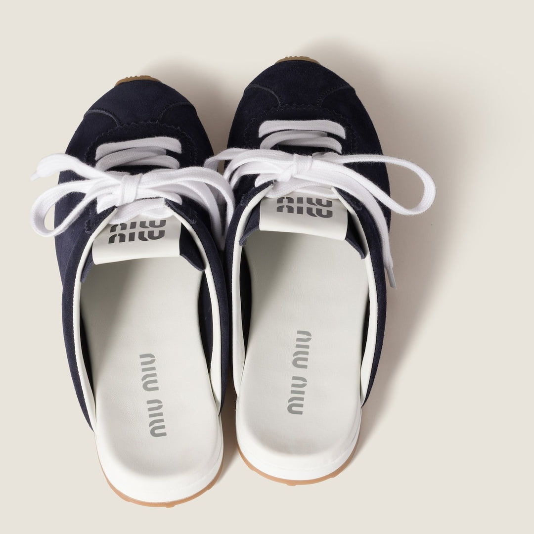 Navy - Plume Suede Mules - GLAM MODA