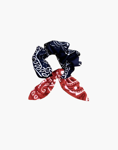 Navy x Red - Bandana Scrunchie - GLAM MODA