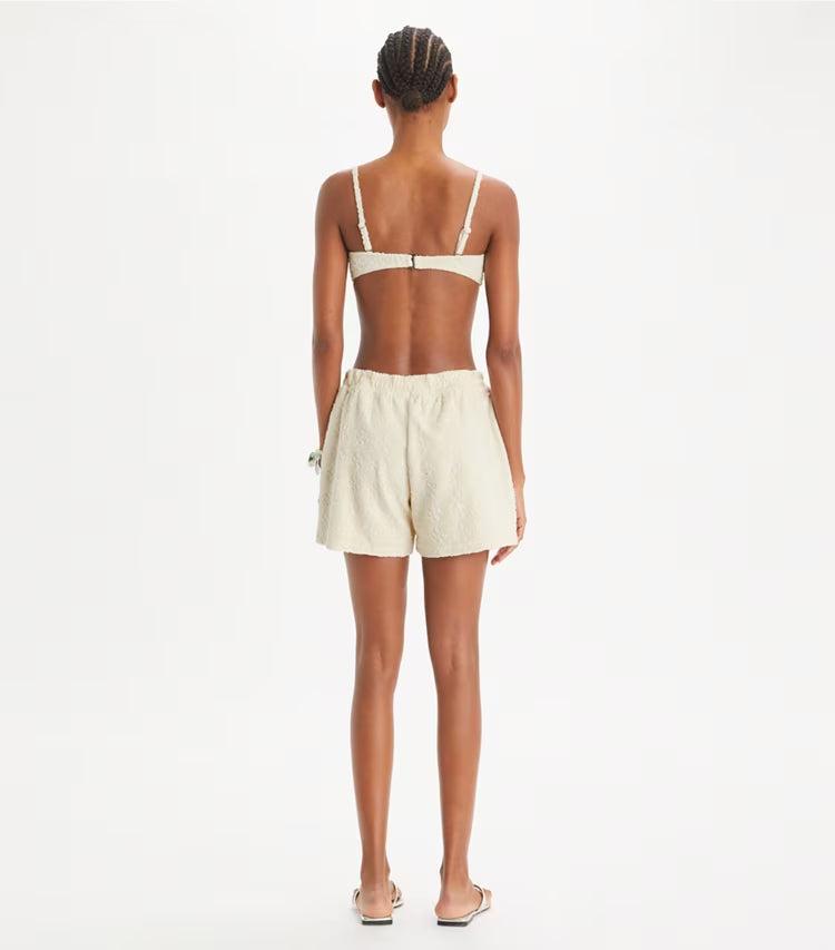 New Ivory - Terry Jacquard Logo Short - GLAM MODA