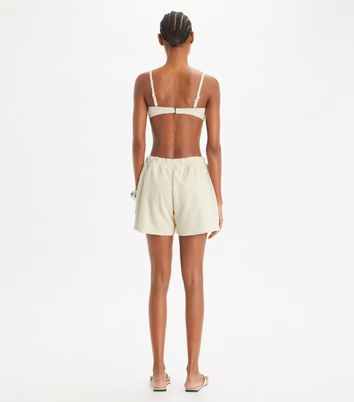 New Ivory - Terry Jacquard Logo Short - GLAM MODA