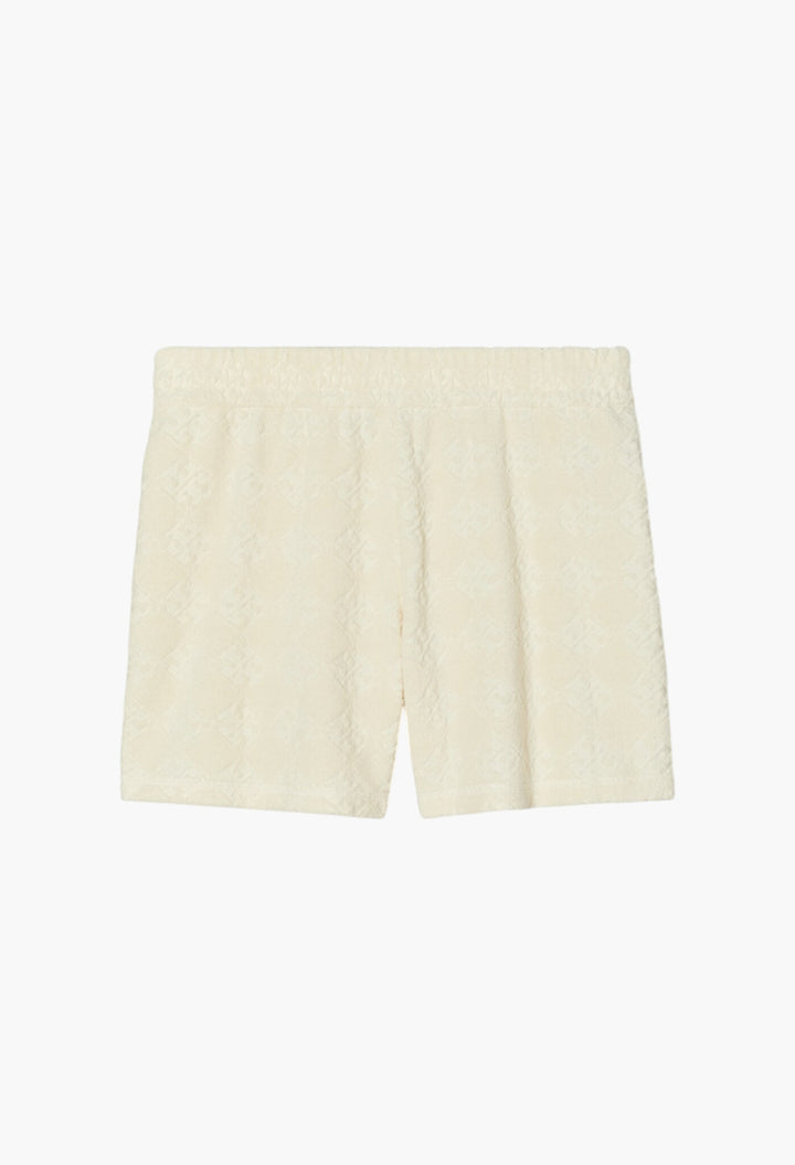 New Ivory - Terry Jacquard Logo Short - GLAM MODA