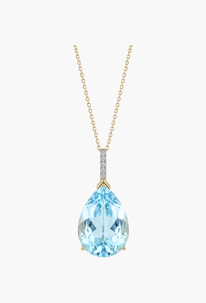 14kt Swiss Blue Topaz Pear Necklace