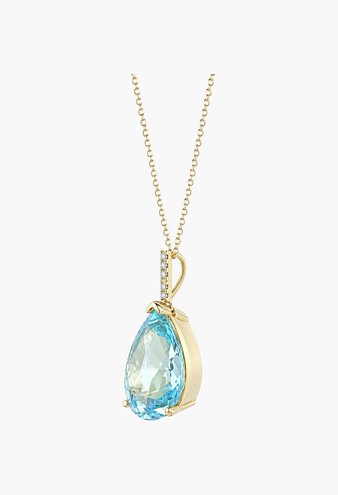 14kt Swiss Blue Topaz Pear Necklace