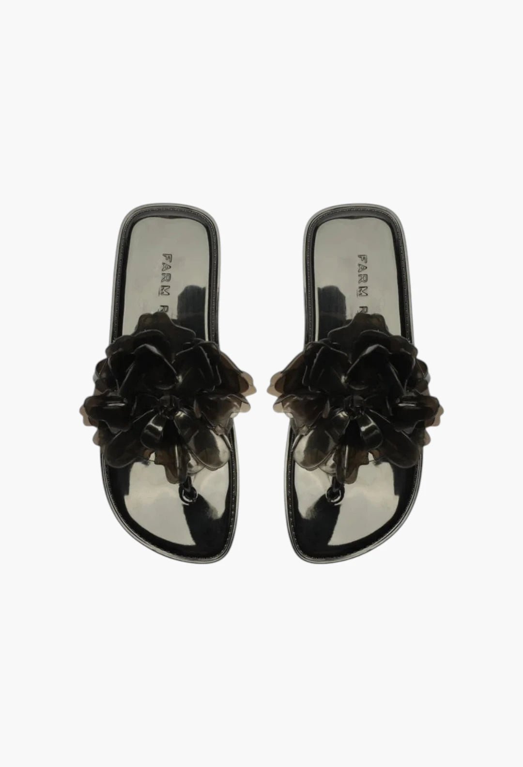 black jelly flower flat sandal