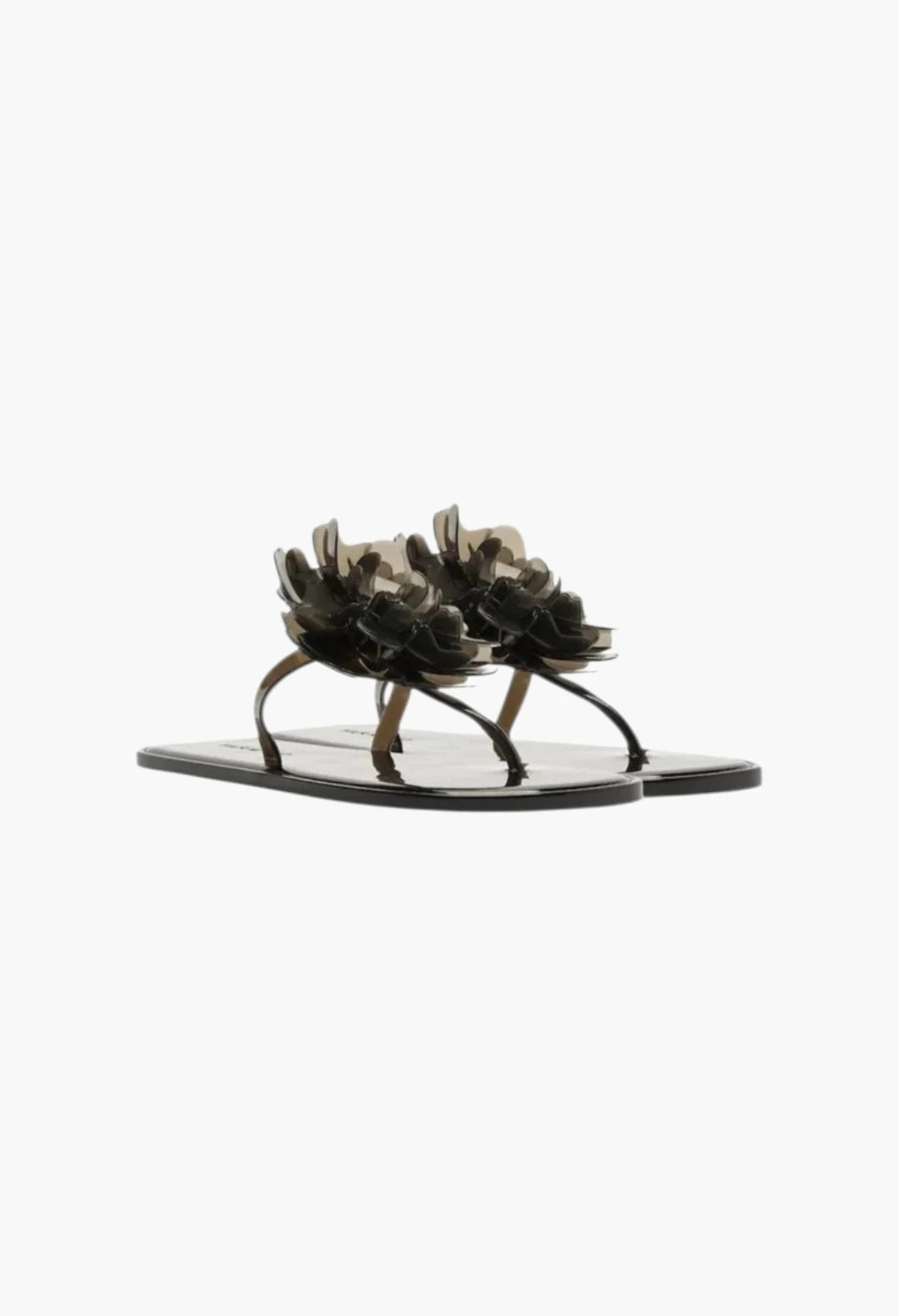 black jelly flower flat sandal
