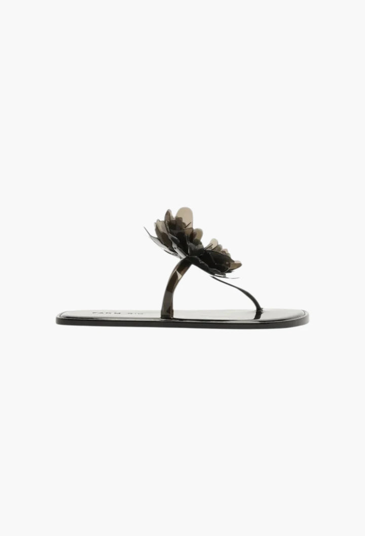 black jelly flower flat sandal
