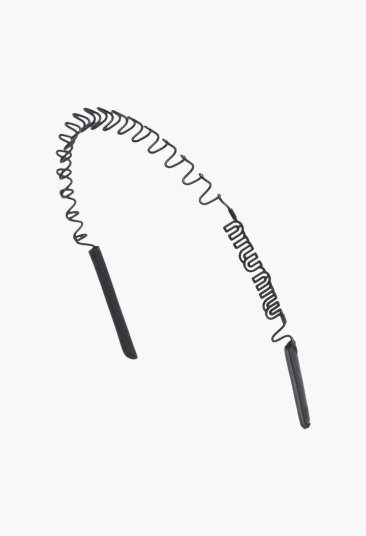 Logo leather-trimmed headband