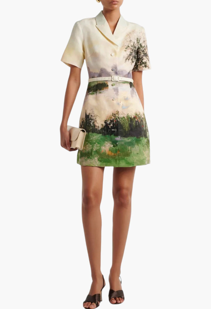 Brigitte printed linen-blend shirt dress