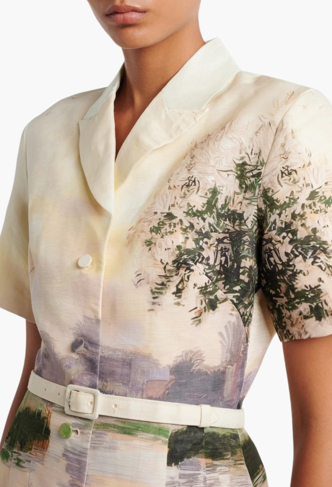 Brigitte printed linen-blend shirt dress