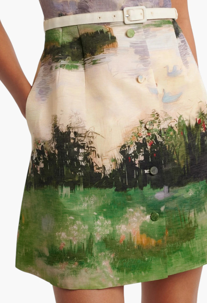 Brigitte printed linen-blend shirt dress