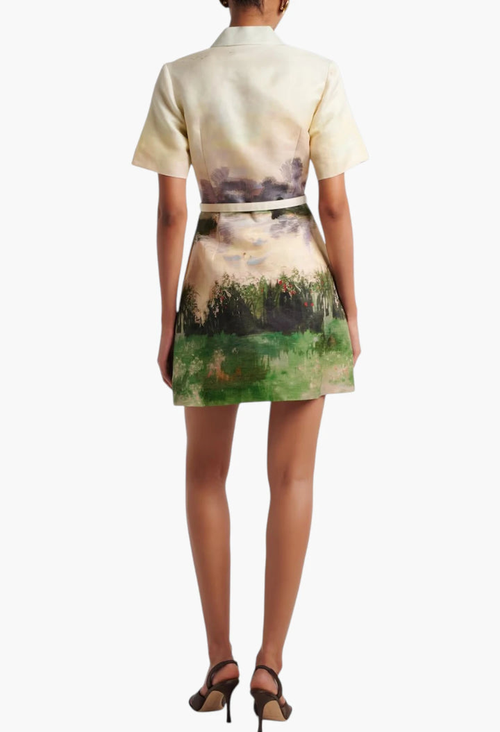 Brigitte printed linen-blend shirt dress
