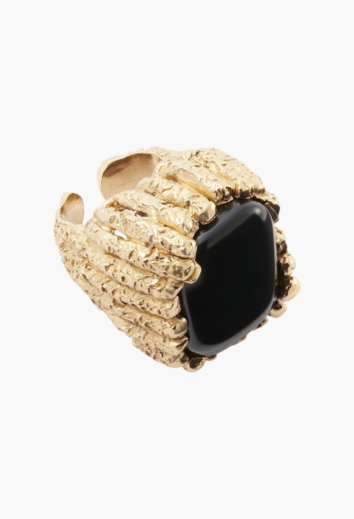 Bosco18-karat gold-plated pewter resin ring