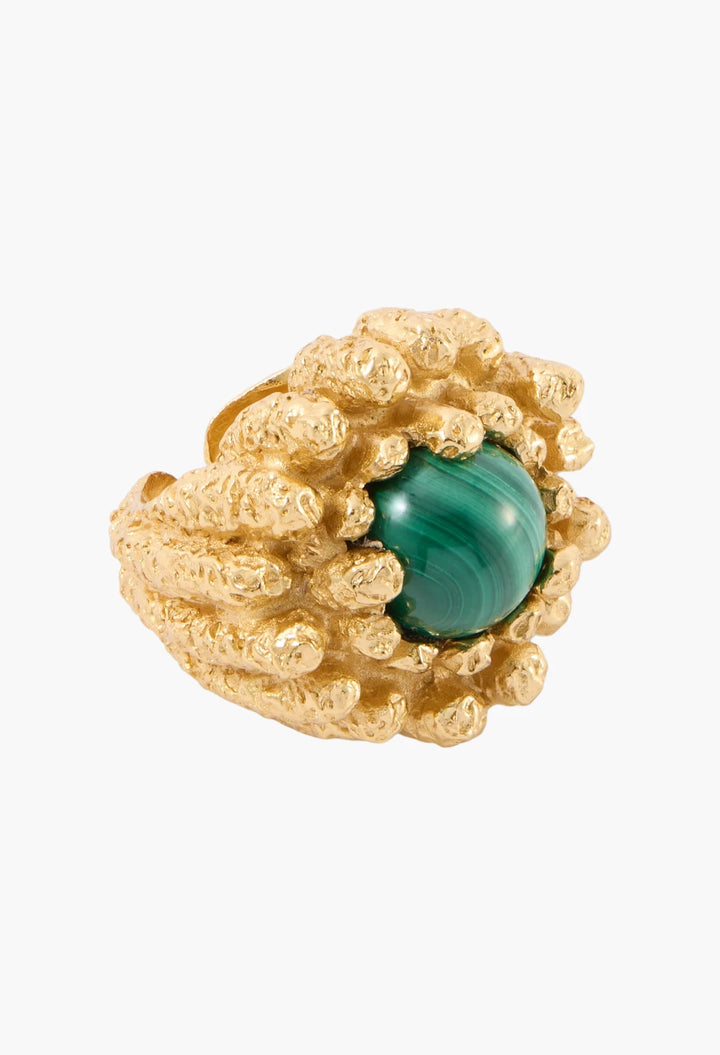 Lia 18-karat gold-plated pewter and resin ring