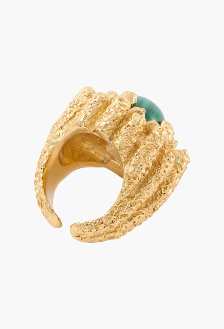 Lia 18-karat gold-plated pewter and resin ring