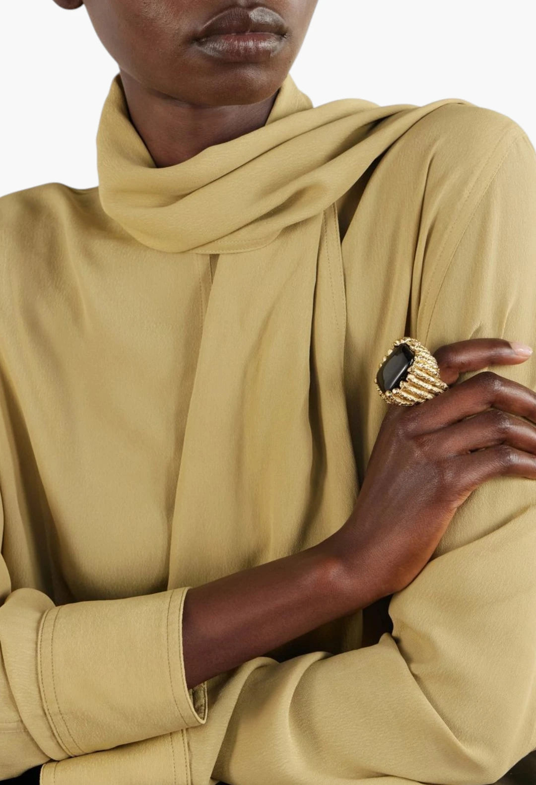Bosco18-karat gold-plated pewter resin ring