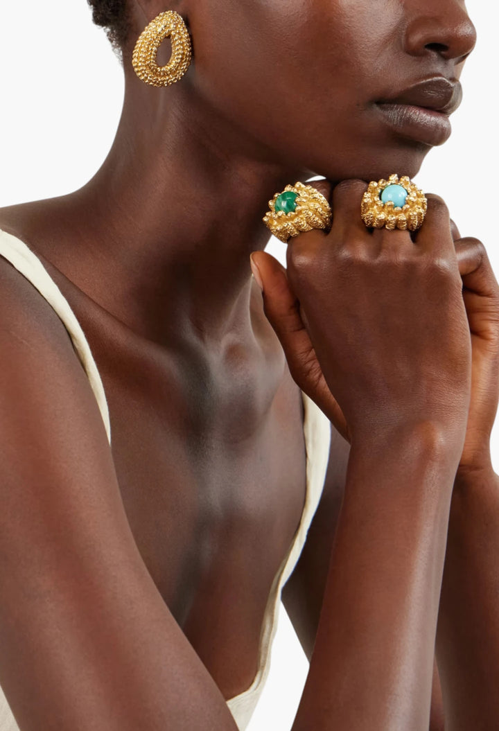 Lia 18-karat gold-plated pewter and resin ring