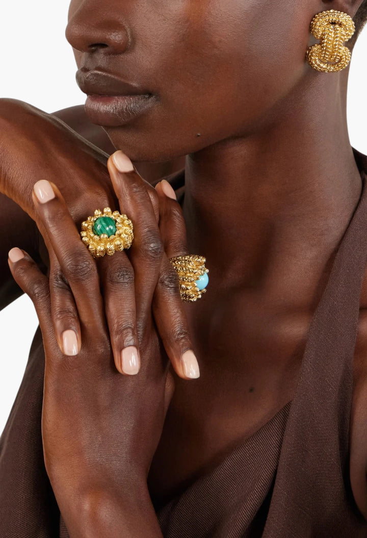 Lia 18-karat gold-plated pewter and resin ring