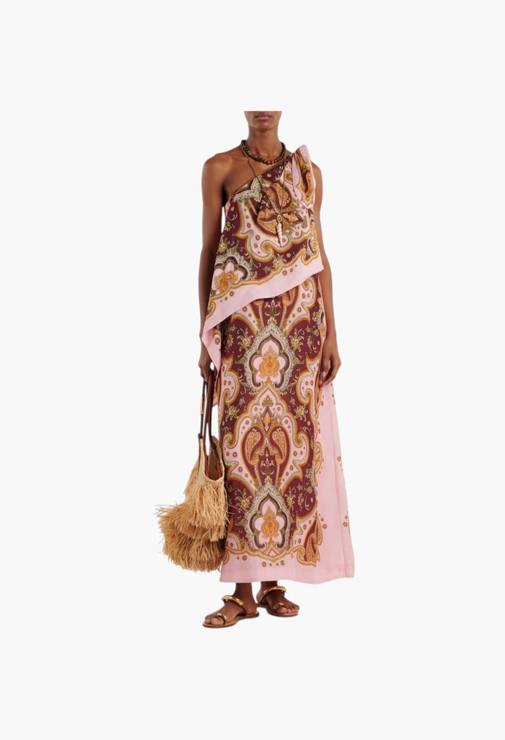 Porter Printed One-Shoulder Maxi Dress