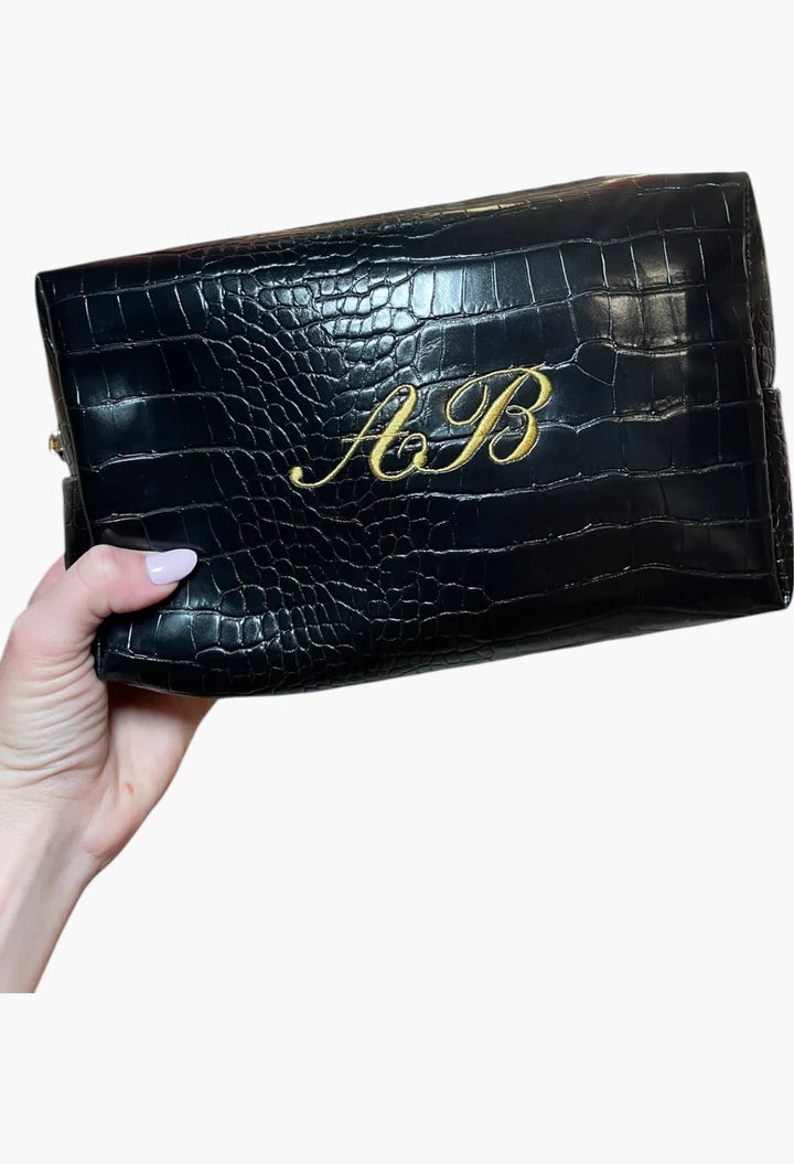 Faux Croc Cosmetic Pouch