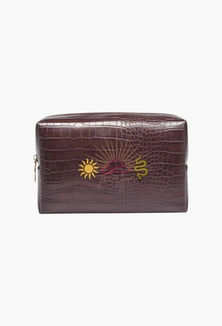 Faux Croc Cosmetic Pouch