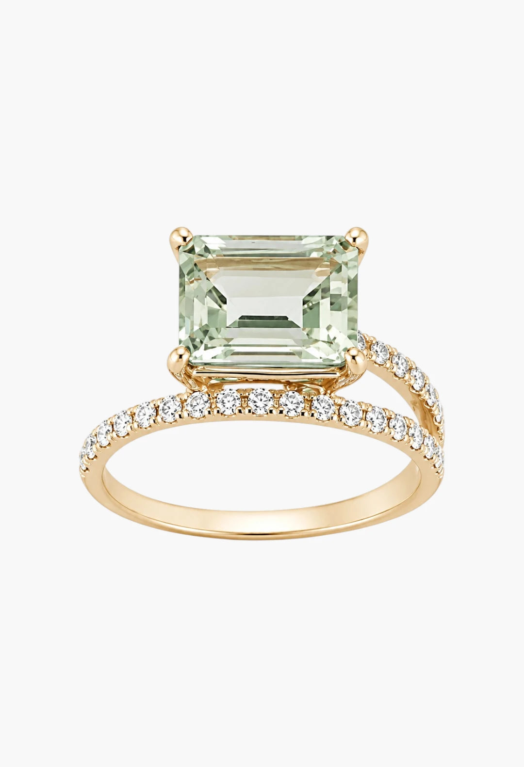 14kt Gold Green Amethyst Point of Focus Ring