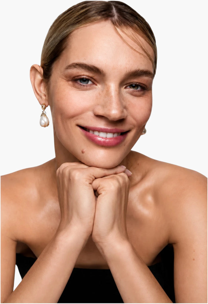 14kt Green Amethyst and Baroque Pearl Drop Earrings