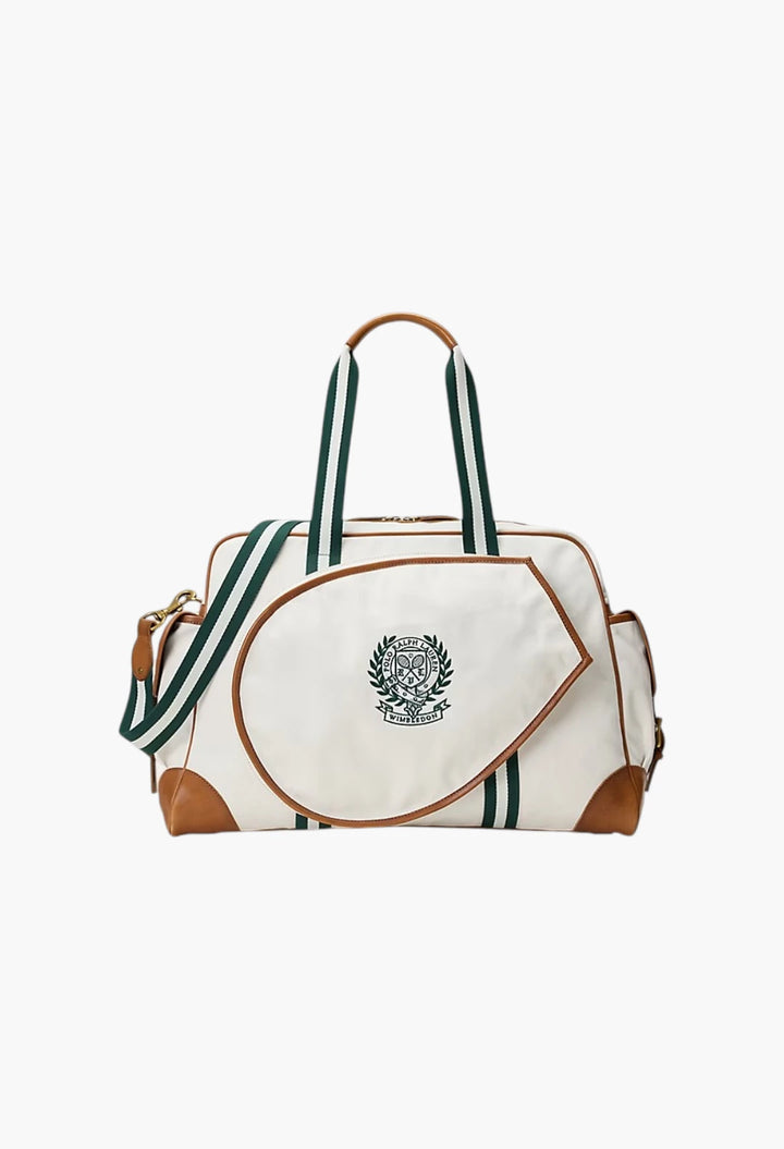Wimbledon Leather-Trim Canvas Tennis Bag