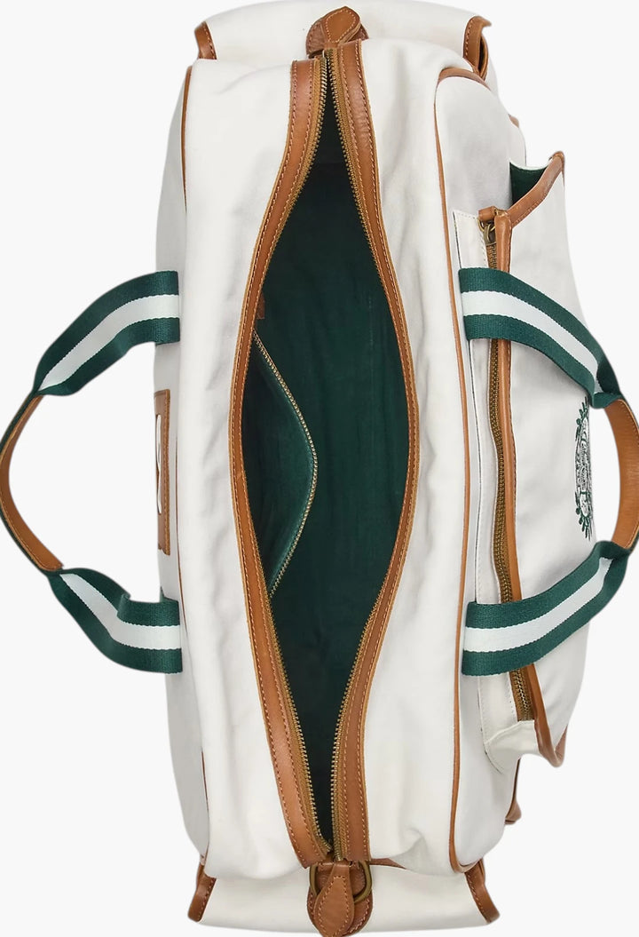 Wimbledon Leather-Trim Canvas Tennis Bag