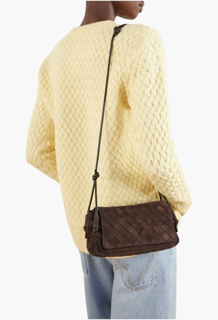 Notturno Intrecciato suede shoulder bag