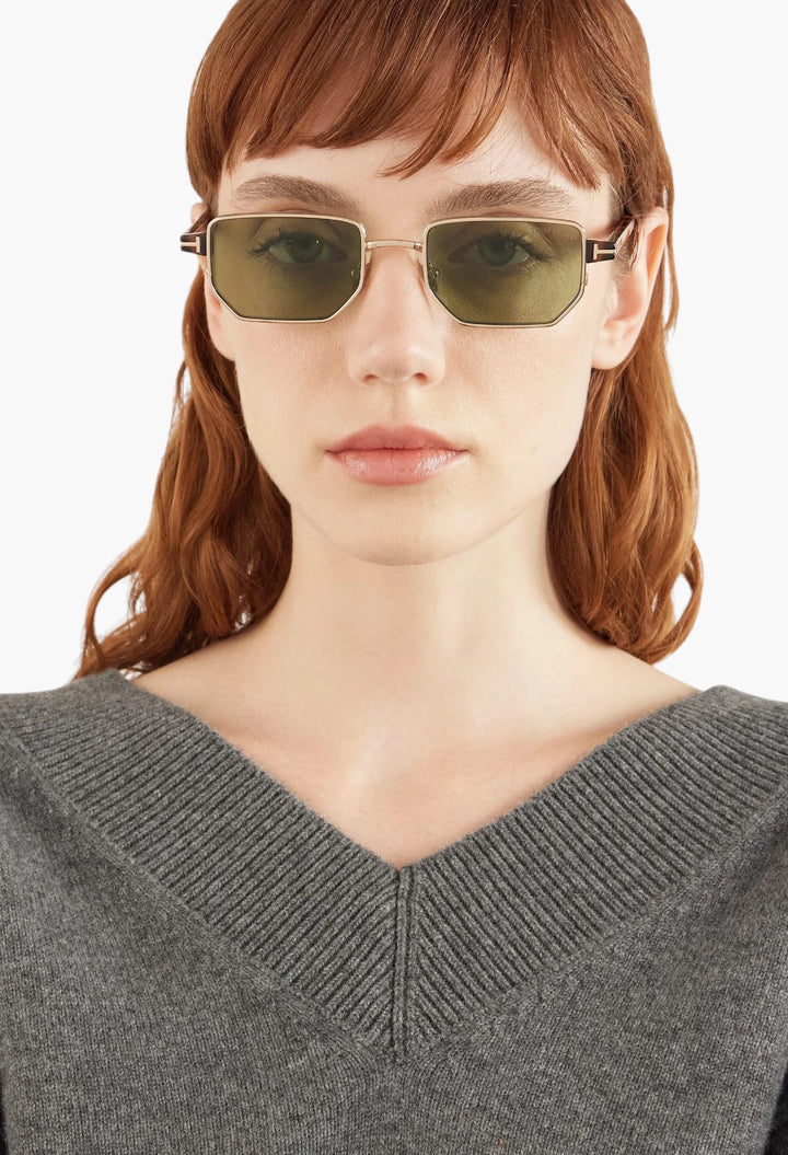 Liam-02 square-frame gold-tone sunglasses