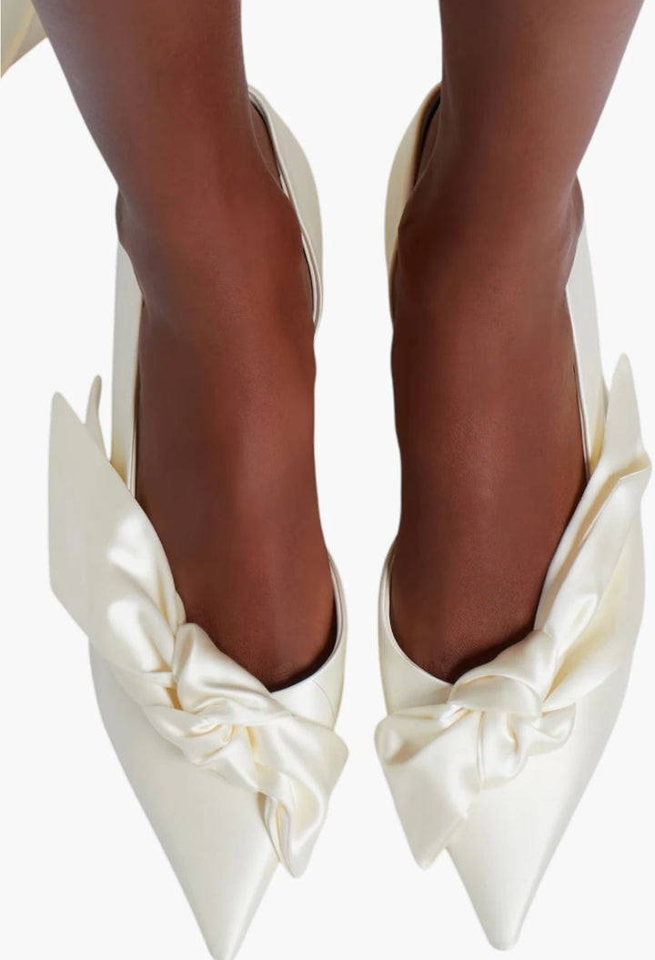 Issy bow-detail satin pumps